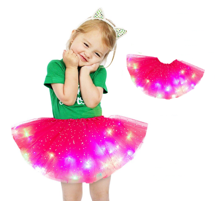Saia tutu com luzes LED multicoloridas