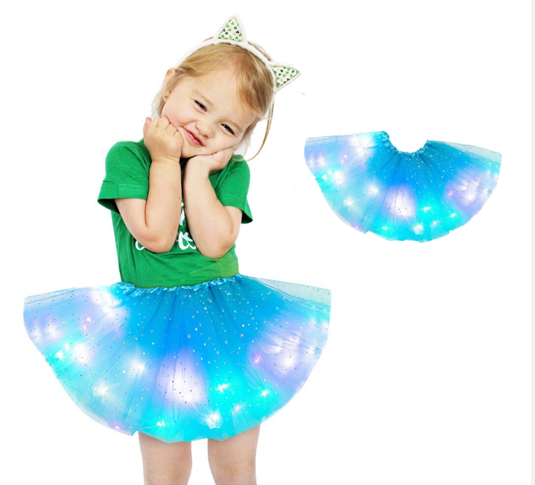 Saia tutu com luzes LED multicoloridas