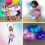 Saia tutu com luzes LED multicoloridas