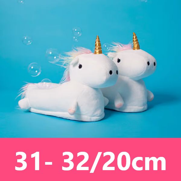 Chinelos de peluche de unicórnio para crianças com LED