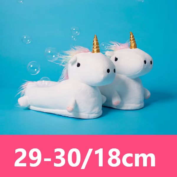 Chinelos de peluche de unicórnio para crianças com LED