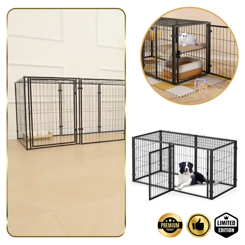Pawz™ - Cercado dobrável multifuncional para cães com porta e teto removível